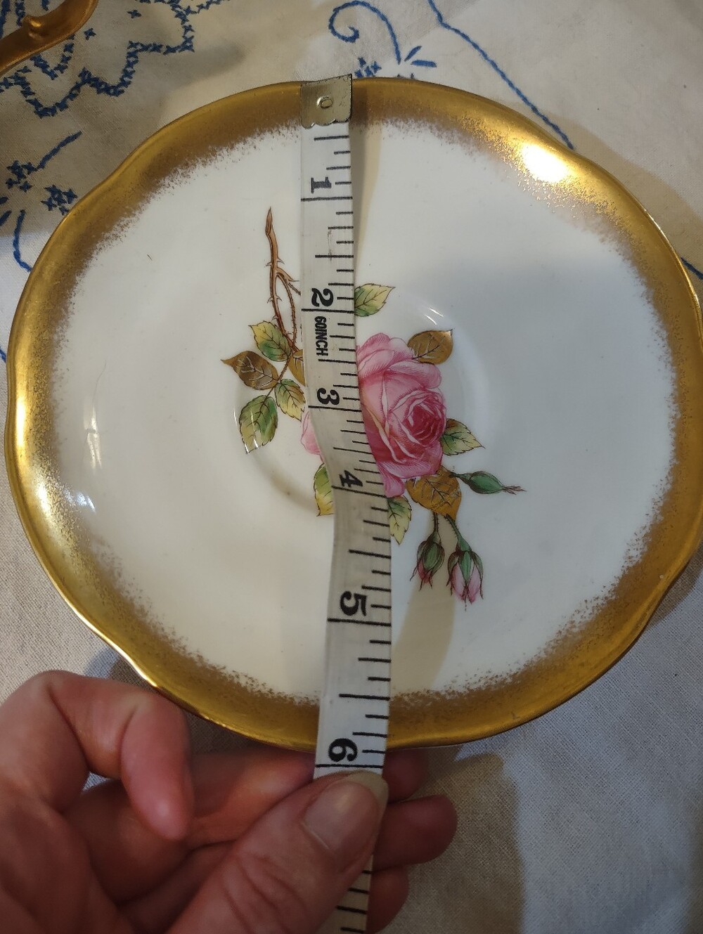 VTG Adderley Strafford England Porcelain Teacup Saucer Pink Rose with Gold Trim - Picture 14 of 15